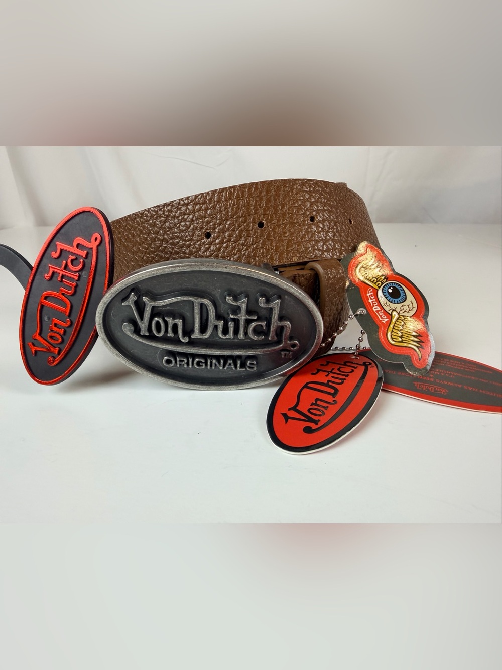 Von Dutch Brown Pebbled Leather belt NWT Size 38